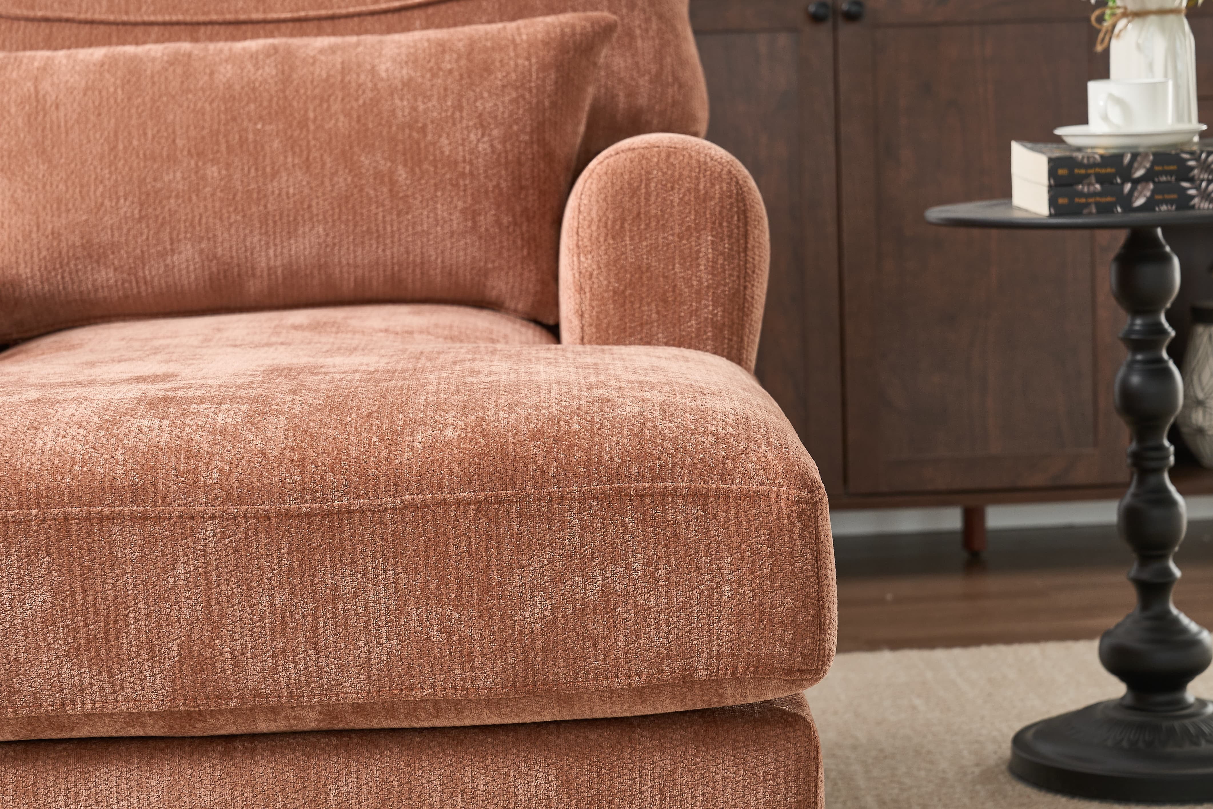 Chaise Lounge Indoor, Modern Upholstered Sleeper Chair and Sleeper Sofa for Living Room, Small Space, Orange