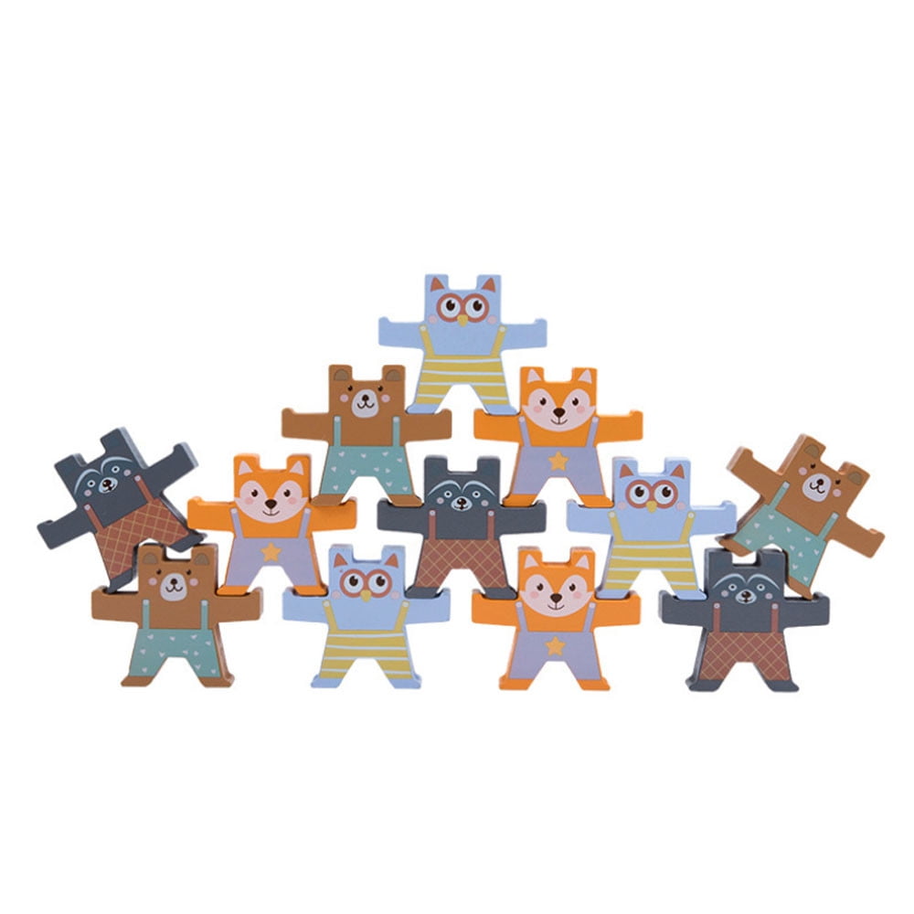 Heiheiup Kids Toy Balanced Wooden Building Educational Early Toys Bear