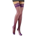 thumbnail image 1 of Penkiiy Bas Résille pour Femmes Bas Longueur Genou Bas Bas en Dentelle Bas Aguichant pour Femmes Bas Hauts Collants Violets, 1 of 2
