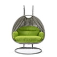 thumbnail image 4 of LeisureMod Mendoza Light Gray Wicker Patio Double Swing Chair in Light Green, 4 of 11
