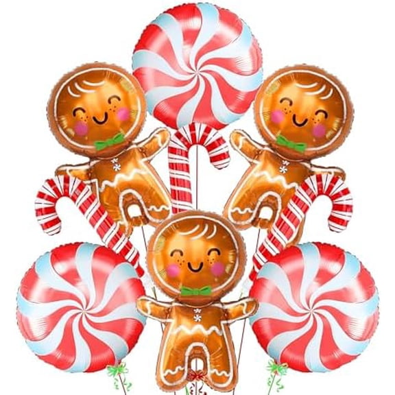 Christmas Balloons Decorations, Gingerbread Balloons, Candy Cane Foil Mylar Balloon for Gingerbread Christmas Party Decorations, New Year, Birthday Party Supplies$$Electronics Accessories