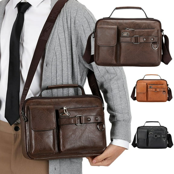 Tarmeek Messenger Bag for Men, 14 Inch Laptop Bag for Work Office, Handbag PU Leather Adjustable Strap Briefcase for Business Trip, Shoulder Bag Crossbody Bag Men