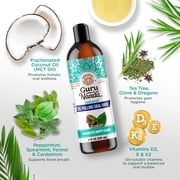 GuruNanda Farmed Mint Oil Pulling Natural Mouthwash with Essential Oils & Vitamins D3,E,K2 - Toothbrush & Tongue Scraper - 8 fl oz X 3