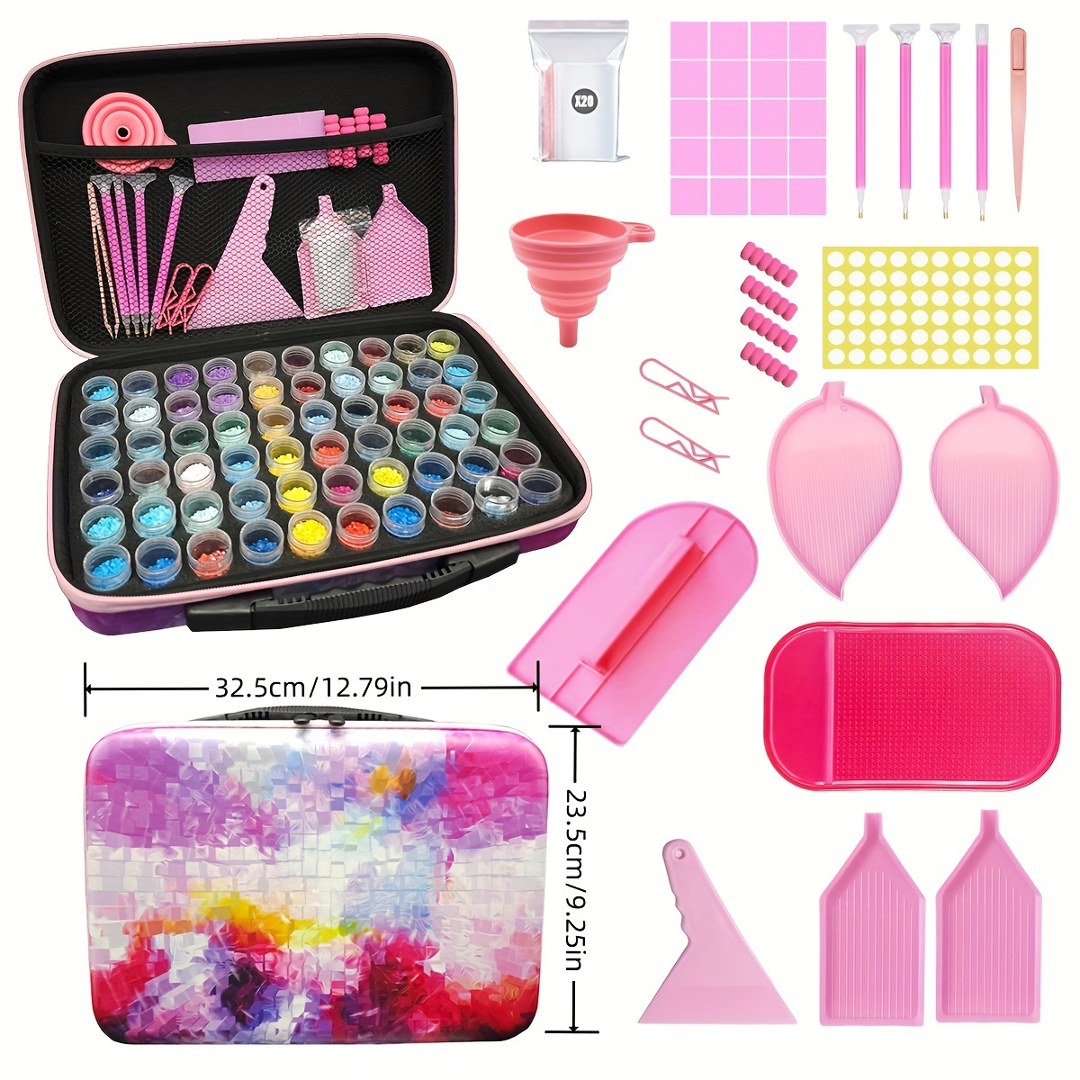 60 Slots Diamond Painting Accessories And Portable Diamond Painting Storage Box, Diamond Painting Storage Container Diamond Tool Set(Excluding Water Diamonds)