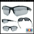 thumbnail image 2 of Polarized Mens Color Mirror Baseball Half Rim Wrap Sport Plastic Sunglasses Black Grey - Silver Mirror, 2 of 8