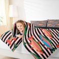thumbnail image 5 of Manfei Farmhouse Trout Queen Bedding, Stripe Lines Bedding Comforter Set Queen, Black Pink Orange, Black Reversible, 7 Pieces, 5 of 6