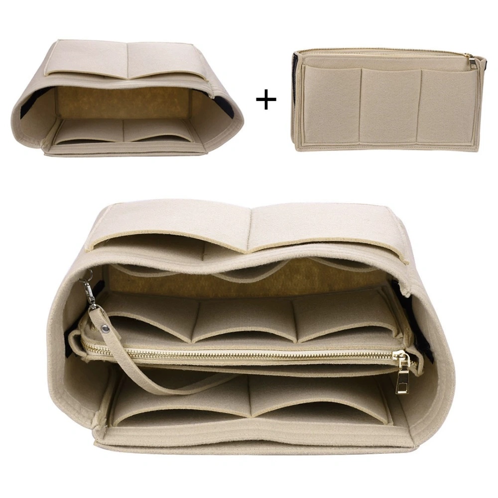 Wool Felt Wallet Bag Storage Bag with Zipper Bag, Handbag Shaping, Wool Felt Fabric Handbag Storage Bag