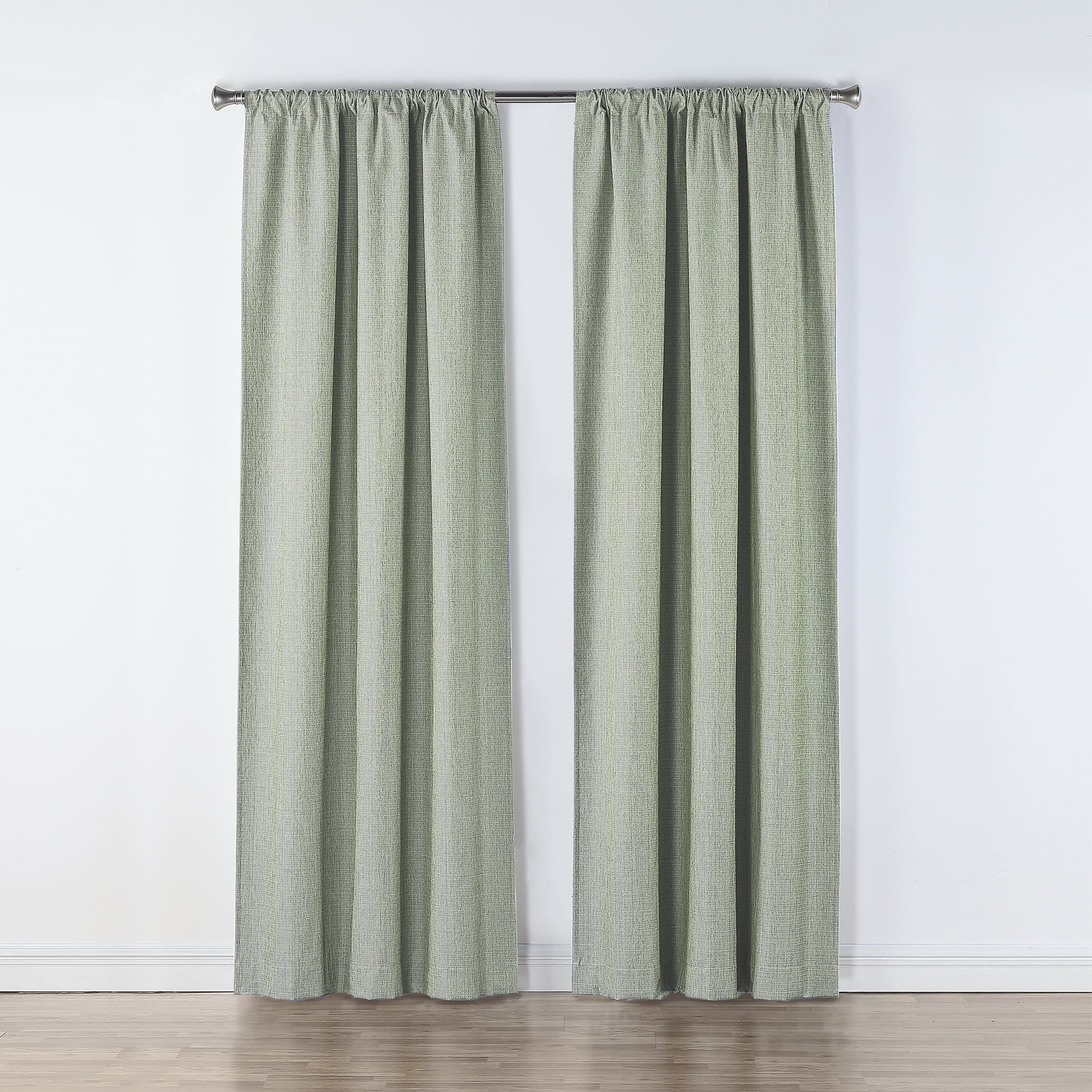 Ecologee Wakefield Textured 100% Blackout Rod Pocket Indoor Curtain Panel Pair, Sage, 37" W x 84" L