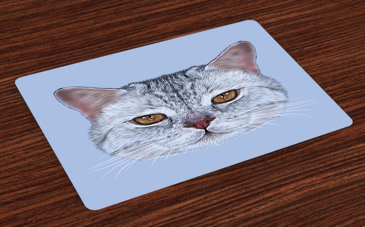 Cat Placemats Set of 4 Scottish Straight Kitty Portrait Pet Lovely