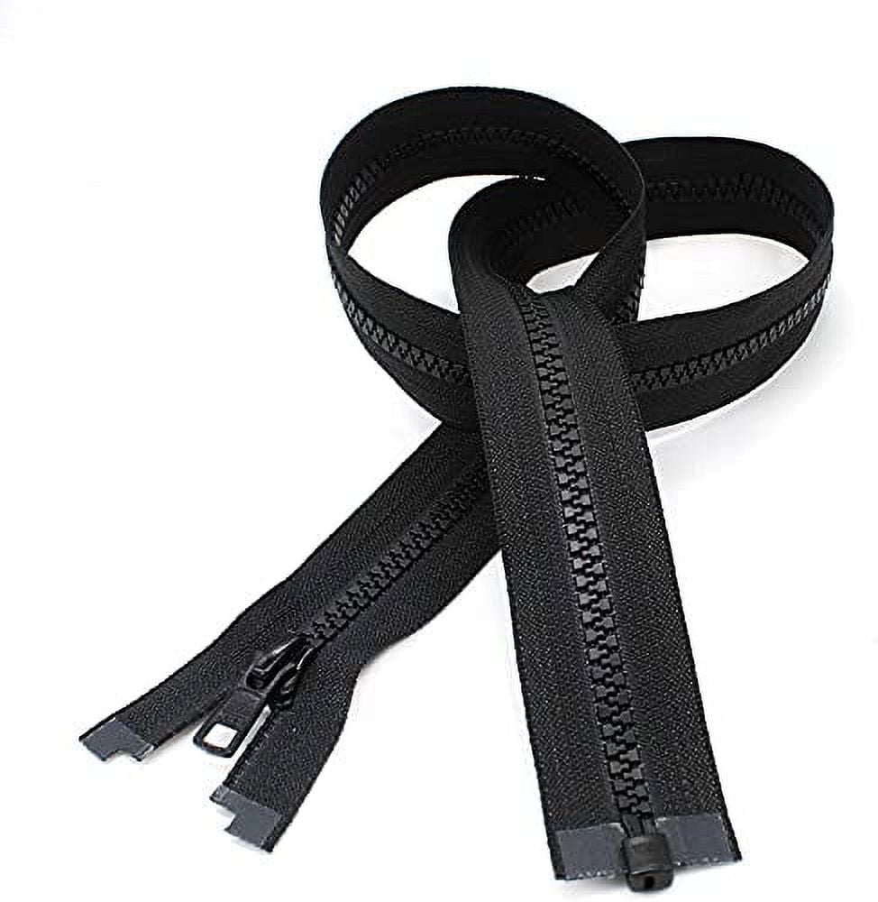 #5 Molded Black Vislon YKK Jacket Separating Zippers - Automatic Lock Slider - Made in The United States (25 Pieces Per Pack) (40" Inches)