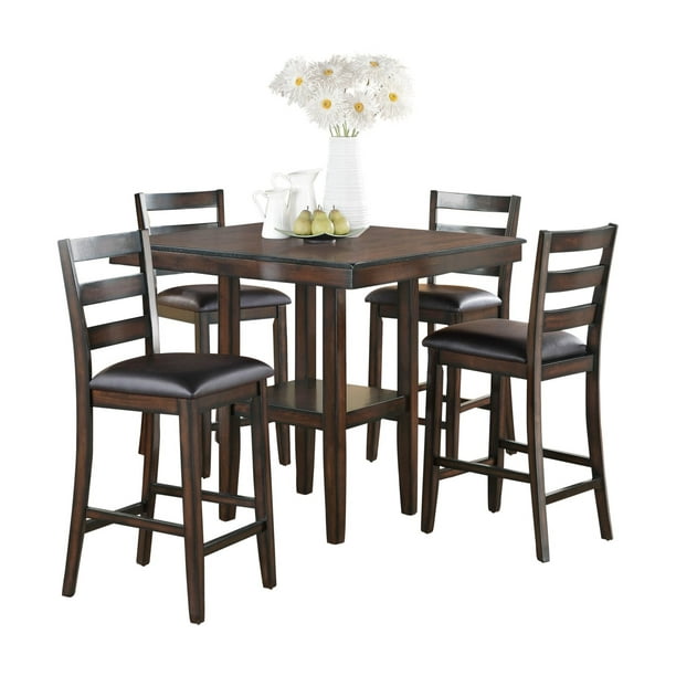 Crown Mark Espresso Tahoe 5 Pack Counter Height Dining Set - Walmart ...