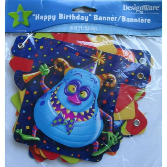 Happy Birthday 'Monster Party' Banner (1ct)