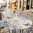 thumbnail image 6 of Watercolor Flowers Round Tablecloth for 36-44 Inch Tables,Fitted Table Cover with Elastic Edge,Spring Floral Butterflies Botanical Beige Waterproof Outdoor Table Cloth Protector for Patio Dinner, 6 of 9