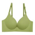 thumbnail image 2 of Womens Wireless Bras Solid Color No Underwire Push Up Full Coverage Soft Seamless Sports Everyday Bralettes Bra,Green,34 B, 2 of 5