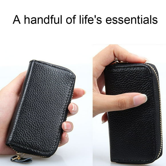 Langgg Leather Key Case Card Holder Zipper Solid Color Purse Wallet Car Keys Holder Fashion Pouch Men Women Housekeeper Orange