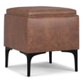 thumbnail image 6 of Simpli Home Natasha 18" WD Square Storage Ottoman with Tray in Brown Vegan Faux Leather, 6 of 15