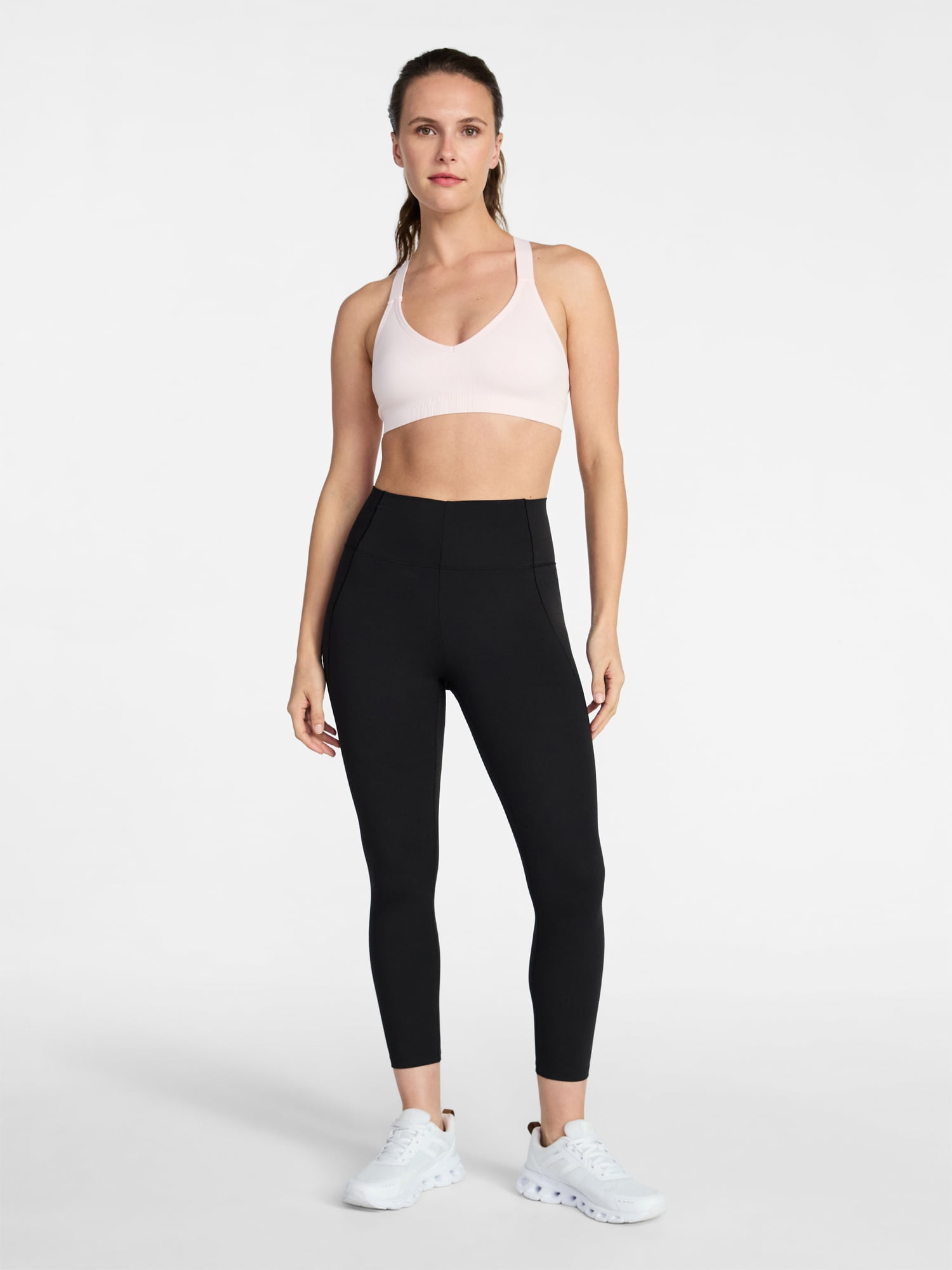 Avia Women's Seamless Rib Plunge Sports Bra, Sizes XS-XXXL