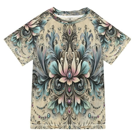BZSMCE Summer T-shirt Sunscreen Floral and Jewel Design Pattern Pattern Swim Tops