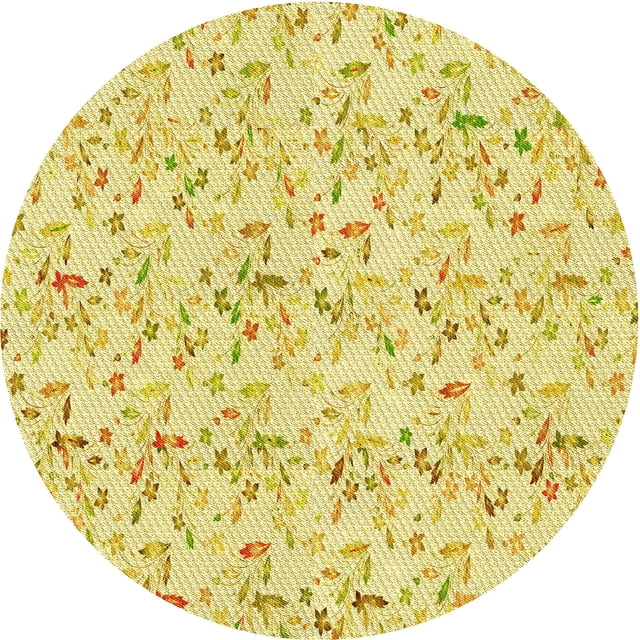 Ahgly Company Tapis d'Intérieur Ronds Transitionnels Jaunes Lavables à la Machine, 6 Pieds Rond