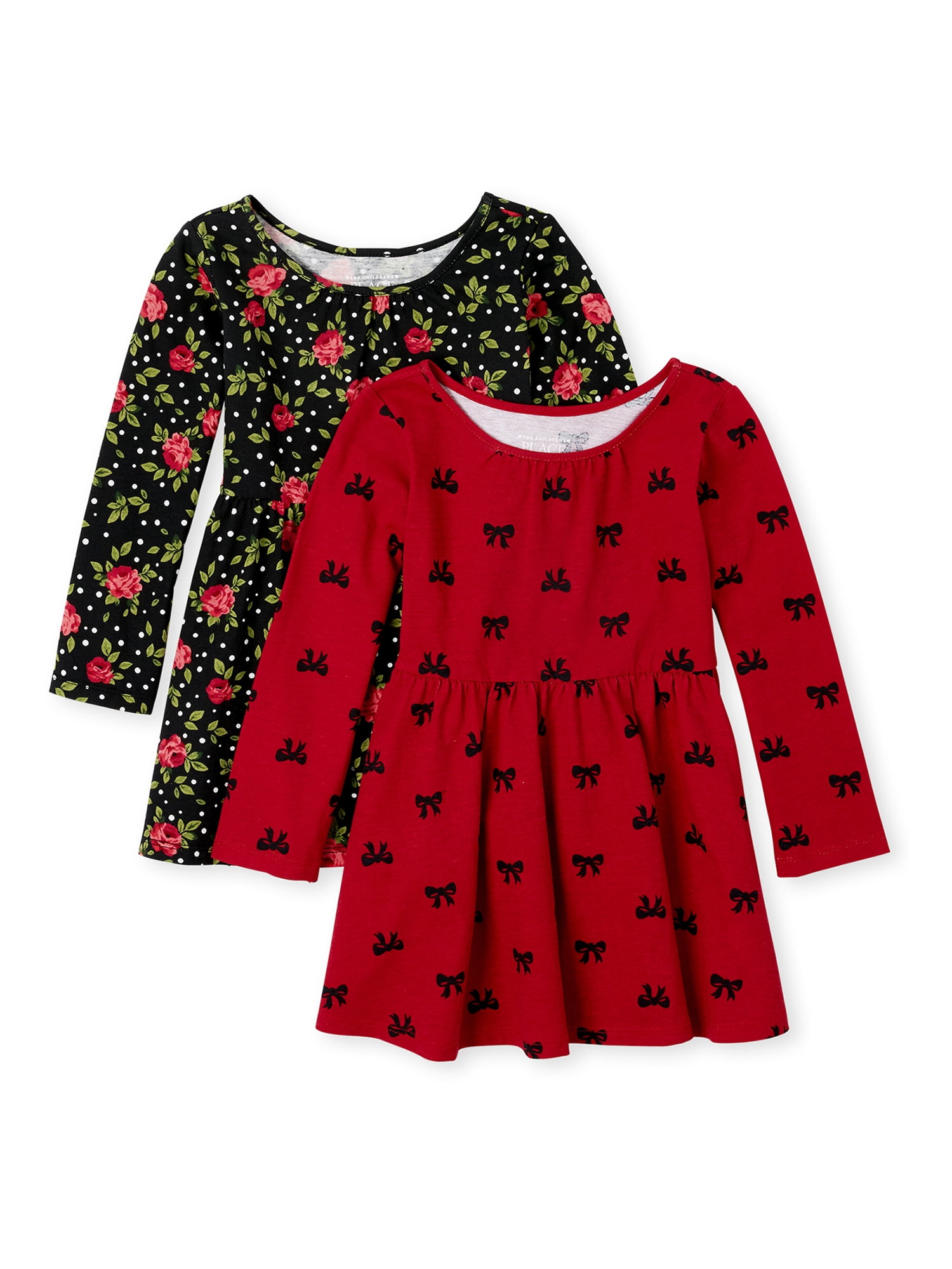 The Children's Place Toddler Girls Short Sleeve Knit Dresses, 2Pack