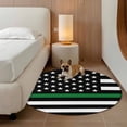 thumbnail image 3 of Thin Green White Line Round Area Rug 7 FT, Non Slip Living Room Area Carpet, American Flag Star Washable Soft Circular Rug Non-Shedding Floor Carpet for Bedside Office Play Room Classroom, 3 of 9