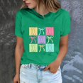 thumbnail image 2 of Plebaso T-Shirts de Pâques pour Femmes Manches Courtes Imprimés Graphiques Hauts Été Décontractés Amples, 2 of 6