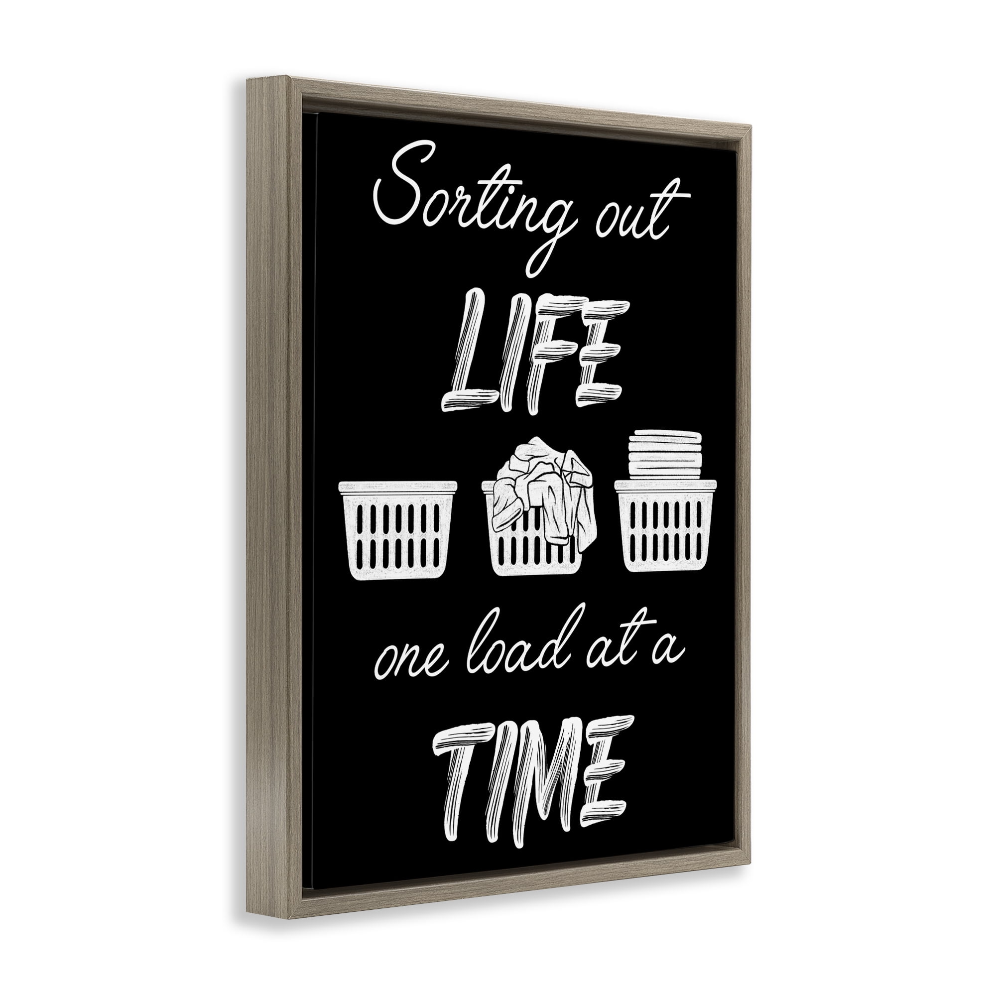 Sorting Out Life Laundry Brown Framed Floater Canvas Wall Art, design by Marcus Prime