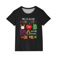 thumbnail image 2 of Xihbxyly Camiseta "100 Días de Escuela", Bonita Blusa de Cuello Redondo y Mangas Abullonadas, Blusa Veraniega con Estampado Moderno, Corte Holgado E Informal para Todas Las Estaciones, Fácil de Combi, 2 of 6
