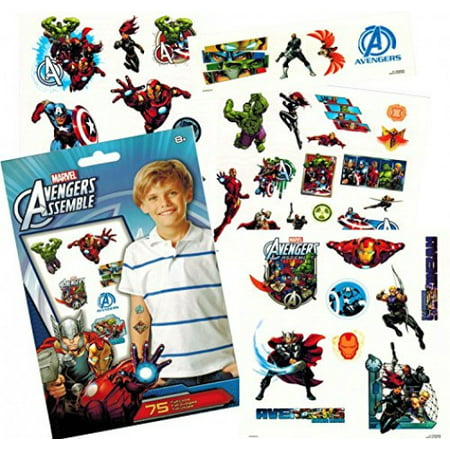 Marvel Avengers Temporary Tattoos Party Set (75) -- Avengers Infinity War Tattoos Featuring Iron Man, Thor, Hulk, Captain America and More (Includes Separately Licensed (Best Friend Infinity Sign Tattoos)