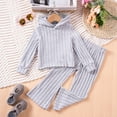 thumbnail image 2 of FYDUU Girls Fall Winter Outfits Girls Outfits 2 Piece Set Soft Knit Hoodie And Pants Casual Fall Spring Toddler Kids Clothes Ribbed Texture Wear 2-3 Years, 2 of 9