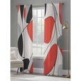 thumbnail image 4 of Red And Black Sheer Curtains 84 Inches Long 2 Panels Geometric Classic Light Filtering Semi Sheer Window Curtains Drapes for Bedroom Living Room 52"x84", 4 of 7