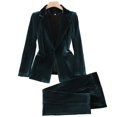 thumbnail image 4 of Chaqueta de traje pequeña de terciopelo dorado con sensación de rojo verde para mujer, traje de overol de temperamento profesional de principios de otoño, 4 of 5