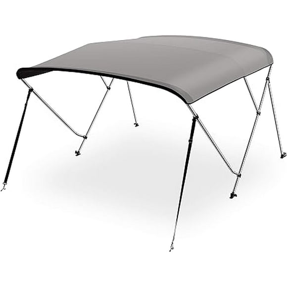 SereneLife Waterproof Boat Bimini Top Cover - 85-90" W 3 Bow Bimini Top Canvas Sun Shade Boat Canopy 1" Double Wall Alu Frame Tube, 2 Straps 2 Rear Support Poles, Storage Boot SLBT3GR853 (Gray)