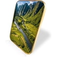 thumbnail image 2 of 12x8 Inches Framed Green Mountain Hill Environment Nature Wilderness Prints Modern Art Chic Landscape Wall Art Decor with Gold Frame for Kids Room,Crystal Porcelain Painting Wall Decor, 2 of 8