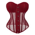 thumbnail image 2 of Sinpiling Womens Fishnet Corset Tops Hollow Out See-Through Strapless Underbust Shapewear Ladies Trendy Solid Going Out Lace-Up Bustier, 2 of 5