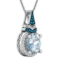 thumbnail image 2 of Dazzlingrock Collection 9mm Round Blue Topaz, Blue & White Diamond Halo Pendant for Women with 18 Inch Silver Chain (0.17 ctw, Color I-J, Clarity I1-I2) in 18K White Gold, 2 of 6