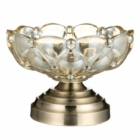 Vintage Champagne Bowl Matashi Champagne Colored Vintage High Quality Glass Candy Dish (Small) Elegant Snack Bowl for Parties Home, Office | Strong Aluminum Base | Reusable | Compact and Portable ()