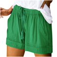 thumbnail image 1 of Womens Comfy Drawstring Splice Casual Elastic Waist Pocketed Loose Shorts Pants, 1 of 4