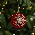 thumbnail image 4 of 8CM Burgundy Flocked Christmas Tree Ball Xmas Tree Hanging Ornaments Sticky Sequin Velvet Balls Pendant Home Party Decorations, 4 of 4