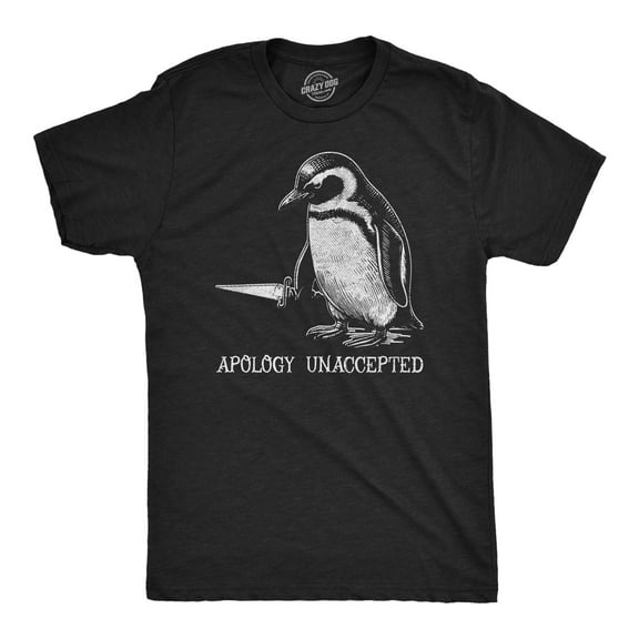 Mens Funny T Shirts Apology Unaccepted Sarcastic Penguin Graphic Novelty Tee for Men Graphic Tees
