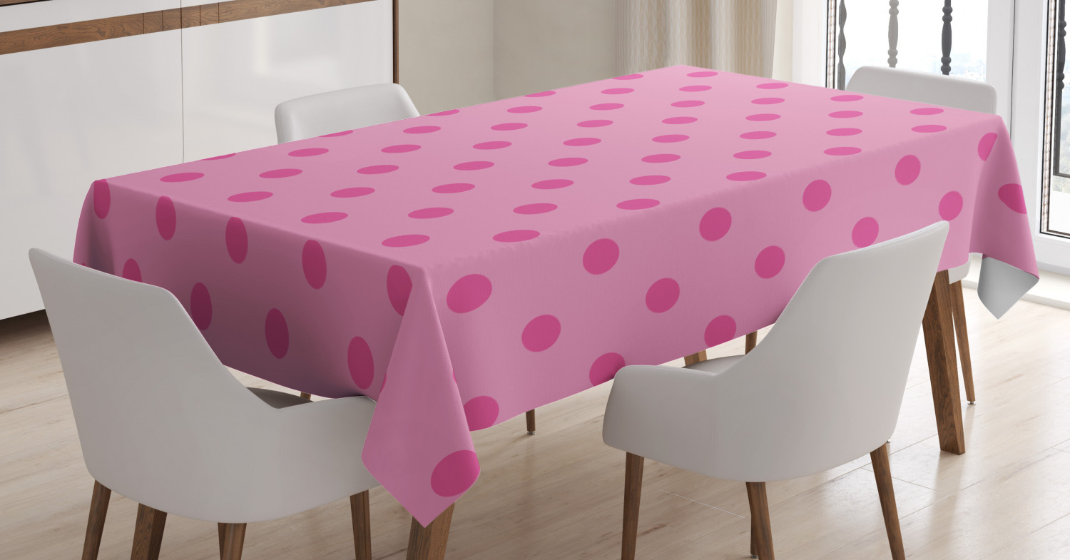 Hot Pink Tablecloth, Classical Simplistic Pattern Design with Small