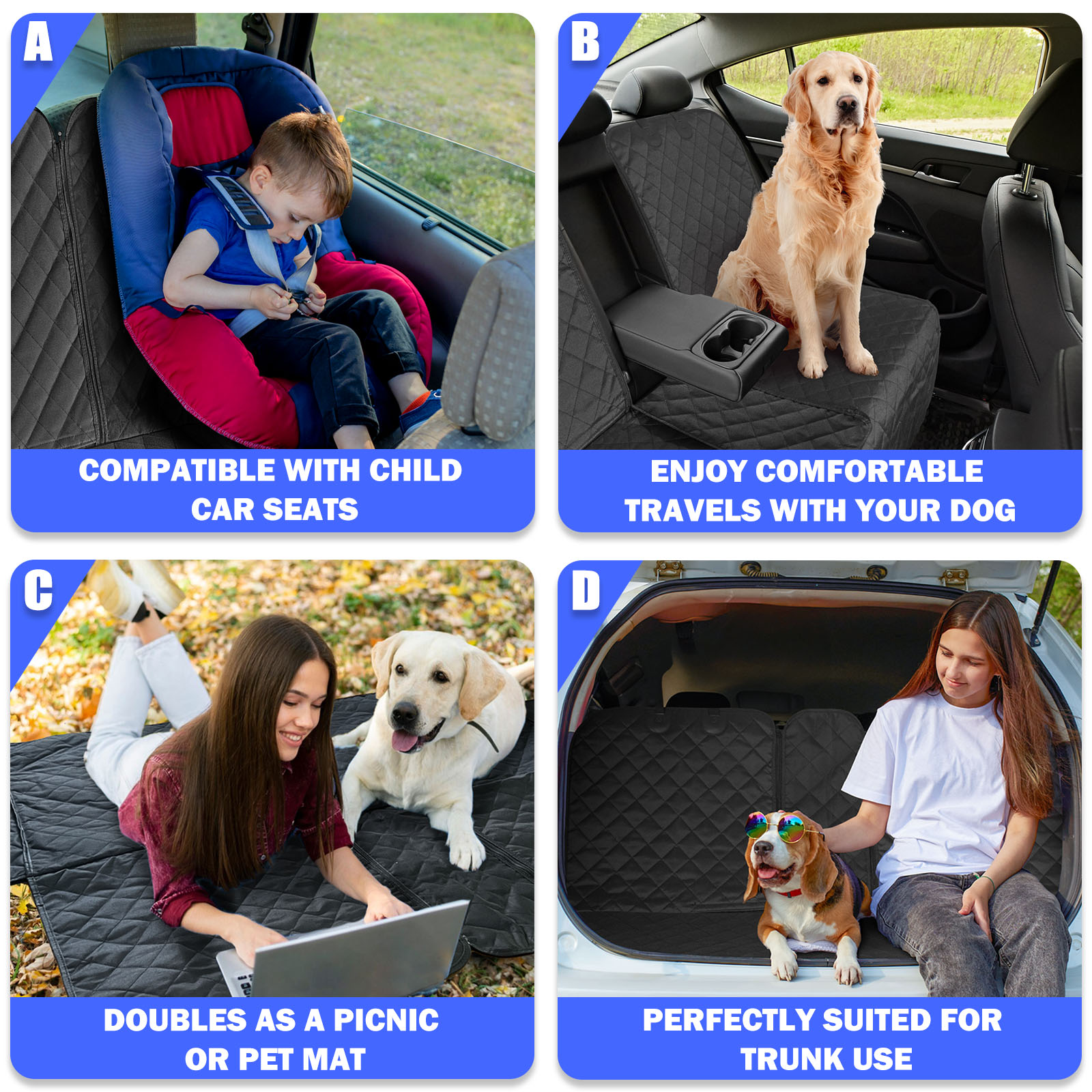 Yonktoo Dog Car Seat Cover, Waterproof Back Seat, Black photo 8