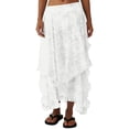 thumbnail image 7 of LWavelet Women Lace Tiered Maxi Skirt High Waist Ruffled Hem Boho Long Skirt White M, 7 of 7