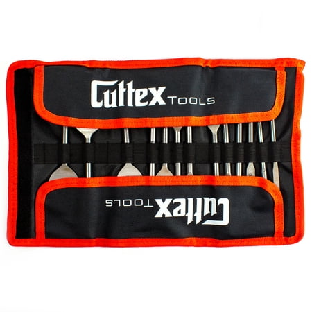 

1/4 to 1-1/2 (6mm-38mm) CUTTEX TOOLS Spade Drill Bit Set 13 PCS The Most Common Sizes Full Set Heavy Duty Paddle Flat Bits Nylon Storage Pouch Included