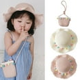 thumbnail image 3 of OOKWE Kids Large Wide Brim Sun Protection Straw Hat Summer Beach Woven Sweet Sun Cap, 3 of 19