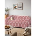 thumbnail image 6 of Coral Pink Morocco Couch Cover for Dogs, Vintage Geometric Plaid Mahbudium Washable Sofa Covers Slipcover for Pets Dogs Futon Cover, Couch Recliner Covers, Oversized Chair Slipcover 71"x91", 6 of 9