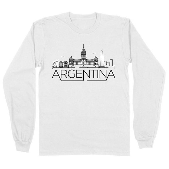Skyline Argentina Long Sleeve Shirt Unisex Large White