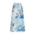 thumbnail image 5 of Women High Waist Floral Print Swing Chiffon Beach Midi Long Skirt with Pockets, 5 of 5