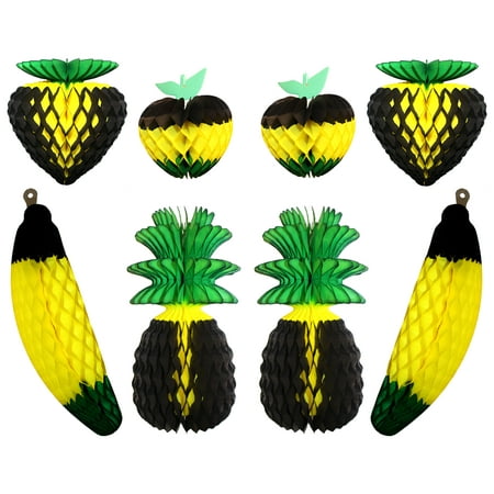 Devra Party Jamaican Themed Large Honeycomb Fruit Decorations Set