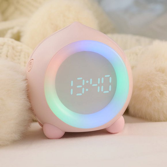 Reloj despertador digital LED para niños, lámpara luminosa, luz nocturna para niños y niñas, día y noche, volumen ajustable, función de repetición, carga USB.